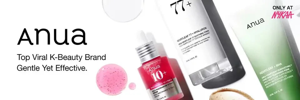 Anua skincare products with text highlighting it as a top viral K-Beauty brand.