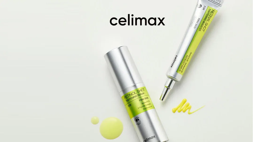 Two skincare products with visible 'celimax' branding on a light background