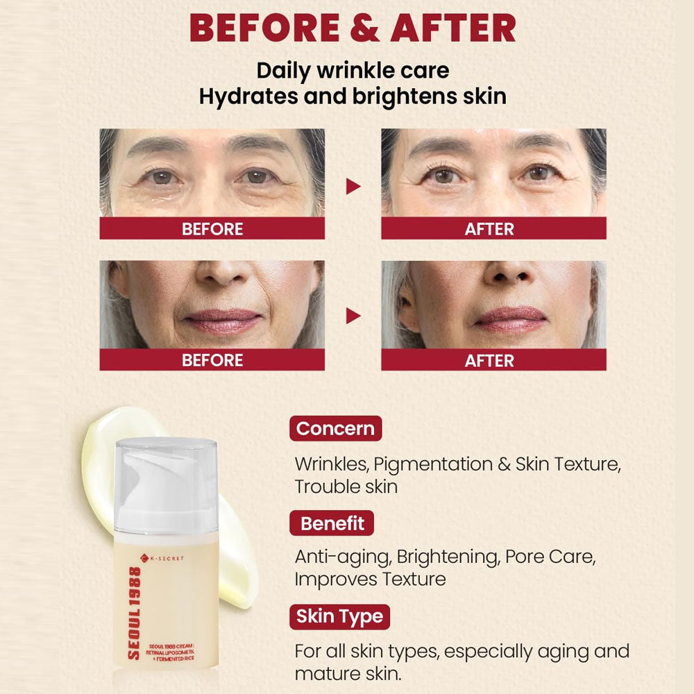 KSECRET SEOUL 1988 Cream : Retinal Liposome 1% + Fermented Rice 50ml